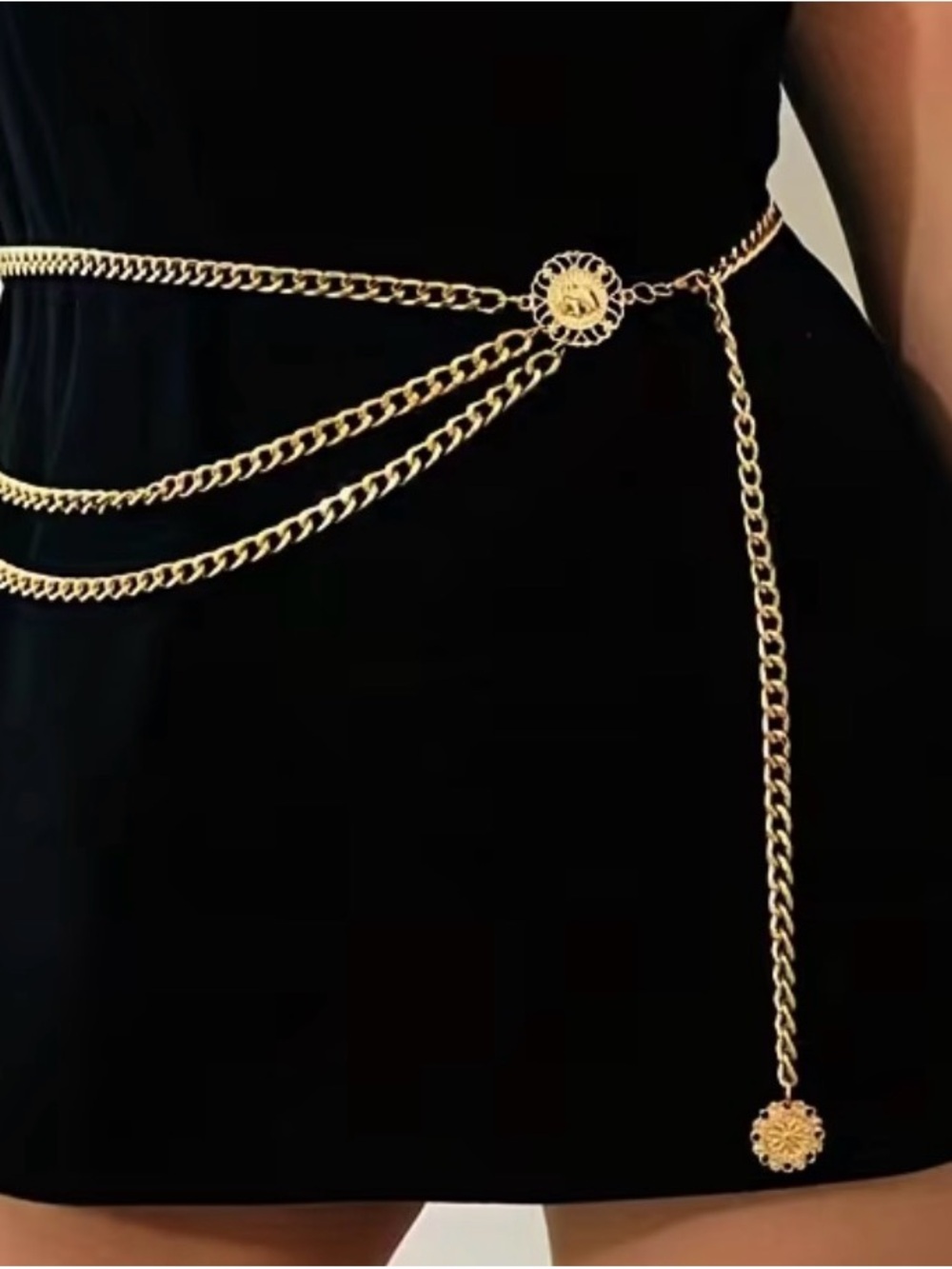 Gold Chain Draped Waist Belt - Women Accessories